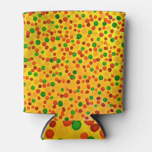 Porta-lata Bolinhas: Abstrato de Aquarela Amarela. (Frente)