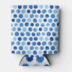 Porta-lata Bolinhas azuis, padrão uniforme de aquarela.