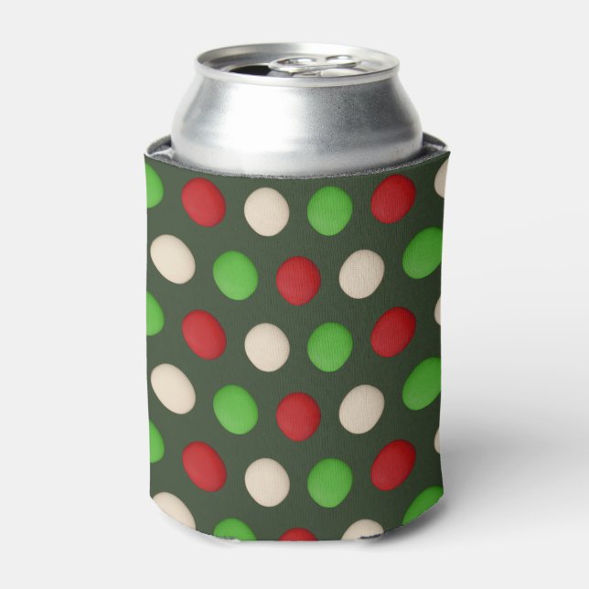 Porta-lata Bolinhas branca verde vermelha (Can Front)