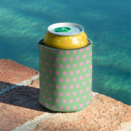 Porta-lata Bolinhas pode resfriar (verde-sábado e rosa-pastel