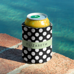 Porta-lata Bolinhas Pretas e Brancas, Pontas, Seu Nome