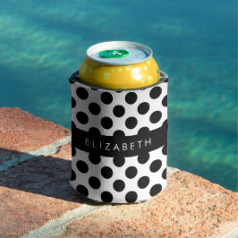 Porta-lata Bolinhas Pretas e Brancas, Pontas, Seu Nome