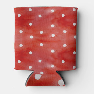Porta-lata Bolinhas vermelha, padrão sem costura de aquarela.