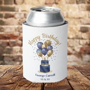 Porta-lata Bolo de Balão Azul Marinho de Aniversário de 90 An