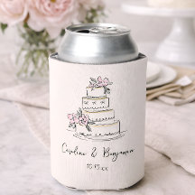 Bolo de Casamento com Doodle de Creme Rosado Escri