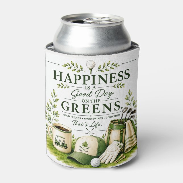 Porta-lata Bolsa de golfe com texto em verde (Can Front)