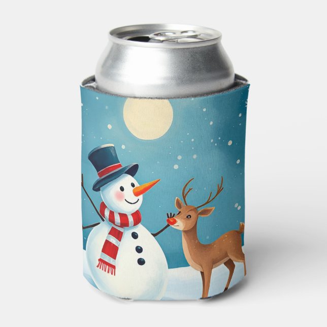 Porta-lata Boneco de Neve Alegre e Rena (Can Front)