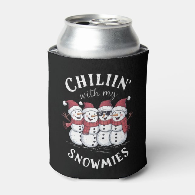 Porta-lata Boneco de Neve de Natal Relaxando Com Meus Amigos  (Can Front)