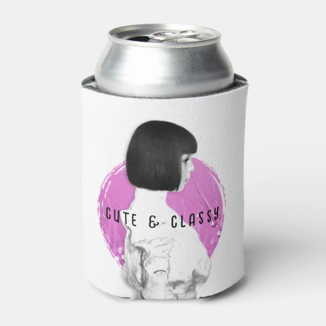 Porta-lata Bonita e Clássica Rosa e Preta (Can Front)