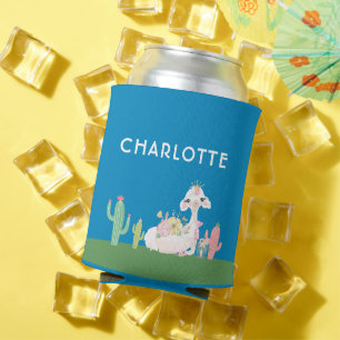 Porta-lata Bonita Princesa Llama Floral Cactus