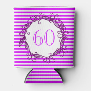 Porta-lata Bonito 60º Aniversário Púrpura Branca Suavemente