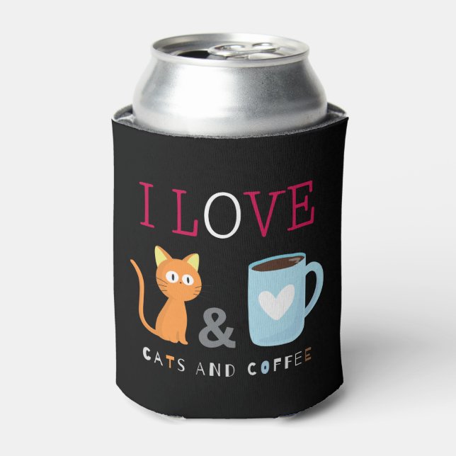 Porta-lata Bonito, adoro gatos e café preto (Can Front)