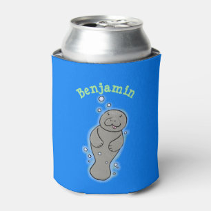 Porta-lata Bonito bebê manateado com ilustração de bolhas