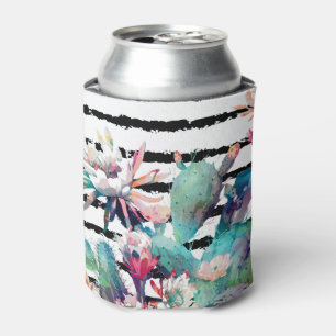 Porta-lata Bonito cactus floral e stripes design