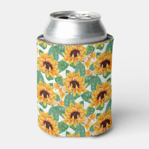 Porta-lata Bonito Girassóis Padrão Amarelo e Verde