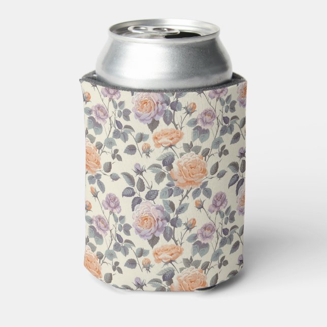 Porta-lata Bonito lilac mole e design floral laranja (Can Back)
