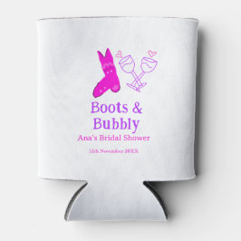 Porta-lata Boots & bubble champagne chá de panela rosa