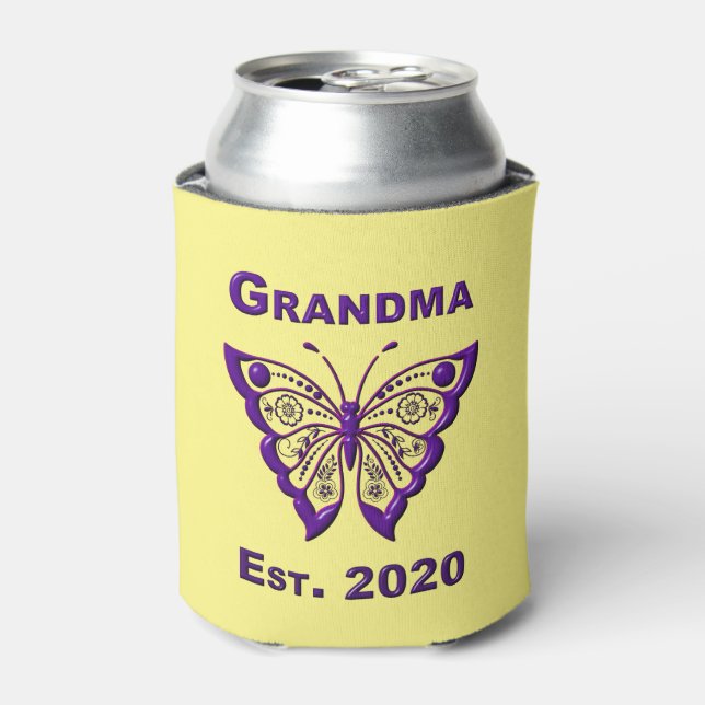 Porta-lata Borboleta Adorável Vovó "Est 2020" (Can Front)