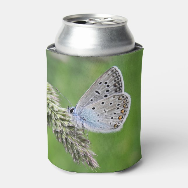 Porta-lata Borboleta Azul Comum na Grama (Can Front)