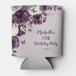 Porta-lata Borboletas brancas roxas 75.o aniversário