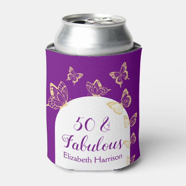 Porta-lata Borboletas Douradas roxas modernas Fabulosas Anive (Can Front)
