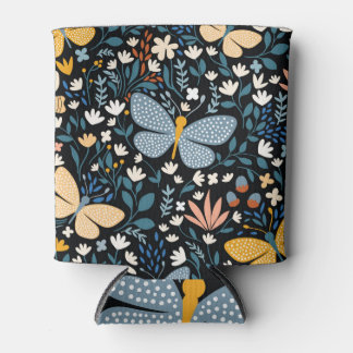 Porta-lata Borboletas Florais: Mão Desenhada Sem Costura.