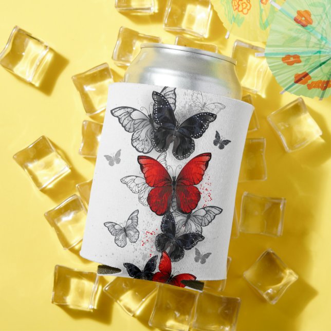 Porta-lata Borboletas Negras e Vermelhas (Verão in situ)