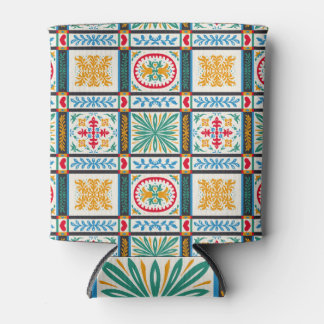 Porta-lata Bordado Maiolica Italiano: Floral Mediterrânica