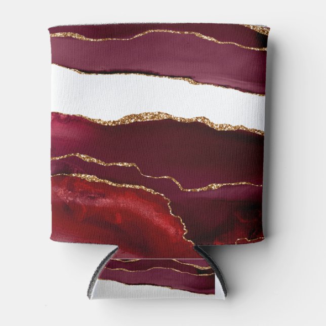 Porta-lata Bordeaux Agate e Dourado (Frente)