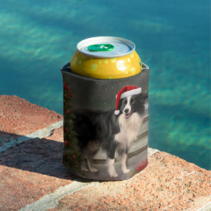 Porta-lata Border Collie no Natal na Neve