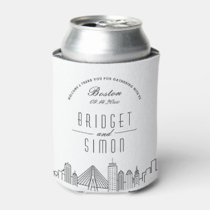 Porta-lata Boston Stylized Skyline Casamento pode resfriar