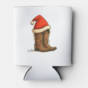 Porta-lata Botas de Cowboy Natal Chapéu de Santa Western