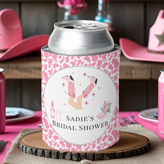 Porta-lata Botas de Cowboy Rosa e Bridal Shower Espumante (Criador carregado)