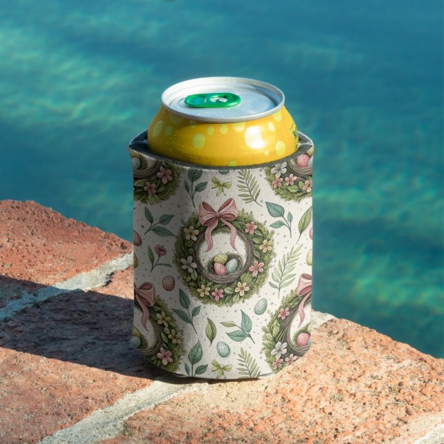 Porta-lata Boxwood Easter Wreath Pink Bow with Egg (Piscina in situ)