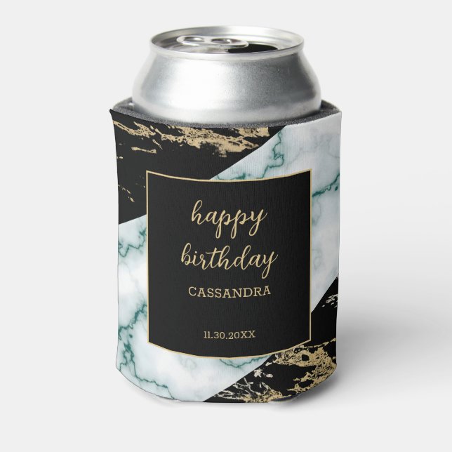 Porta-lata Branca, Mármore - Folha de Ouro Textura de Anivers (Can Back)