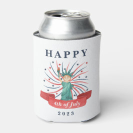 Porta-lata Branco Vermelho e Azul, Patriótico, Cute, 4 de jul