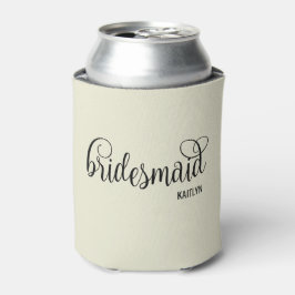 Porta-lata Bridesmaid Natural e Negra de Script Retroativo