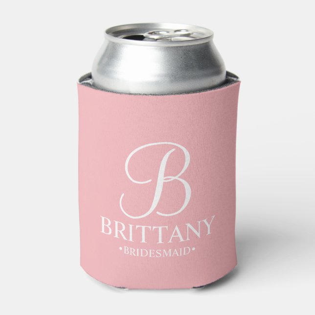 Porta-lata Bridesmaid Personalizada Pink-Blush Elegante (Can Front)