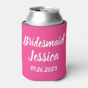 Porta-lata Bridesmaid Pink Elegant Script Dotou Casamentos