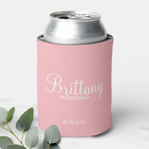 Porta-lata Bridesmaids personalizados cor-de-rosa modernos