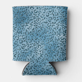 Porta-lata Brilho Azul Turquesa Estampa de Leopardo