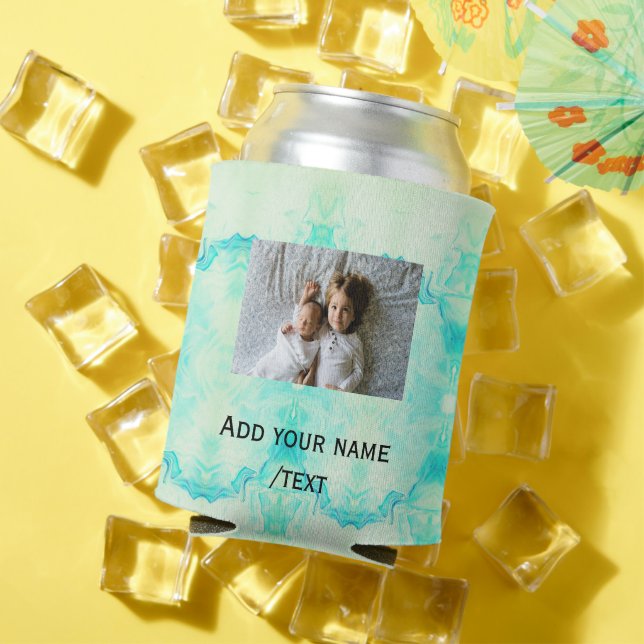 Porta-lata brilho de estrela simples adicionar texto personal (Verão in situ)