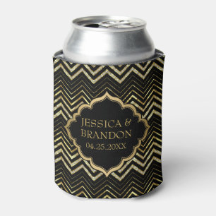 Porta-lata Brilho Dourado de Monogramed & teste padrão de