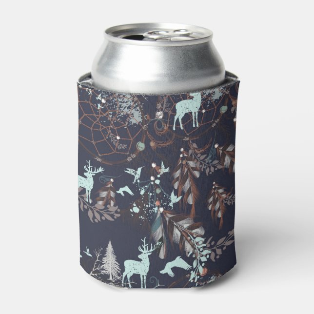 Porta-lata Brilho na natureza escura Boho padrão tribal (Can Front)