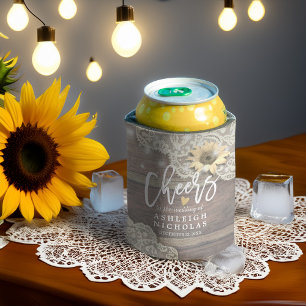Porta-lata Brindes de Casamento para o Amor Madeira Renda Gir