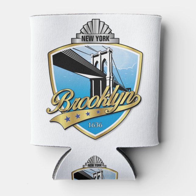 Porta-lata Brooklyn Design Dourado (Frente)