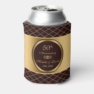 Porta-lata Brown e aniversário geométrico Dourado das forma