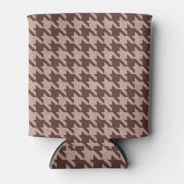 Porta-lata Brown Houndstooth Preppy Classic Pattern (Frente)