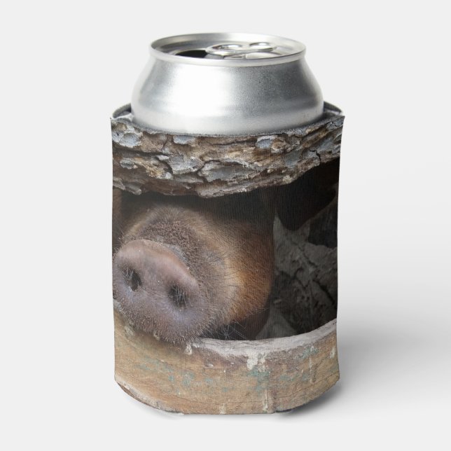 Porta-lata Brown Pig Poking Snout através da Cerca Russa (Can Front)