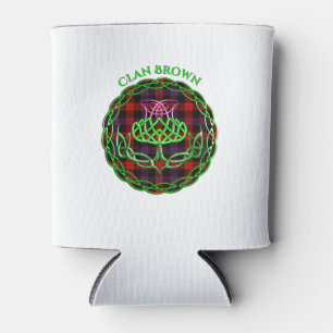 Porta-lata Brown Scottish Tartan Celtic Thiste